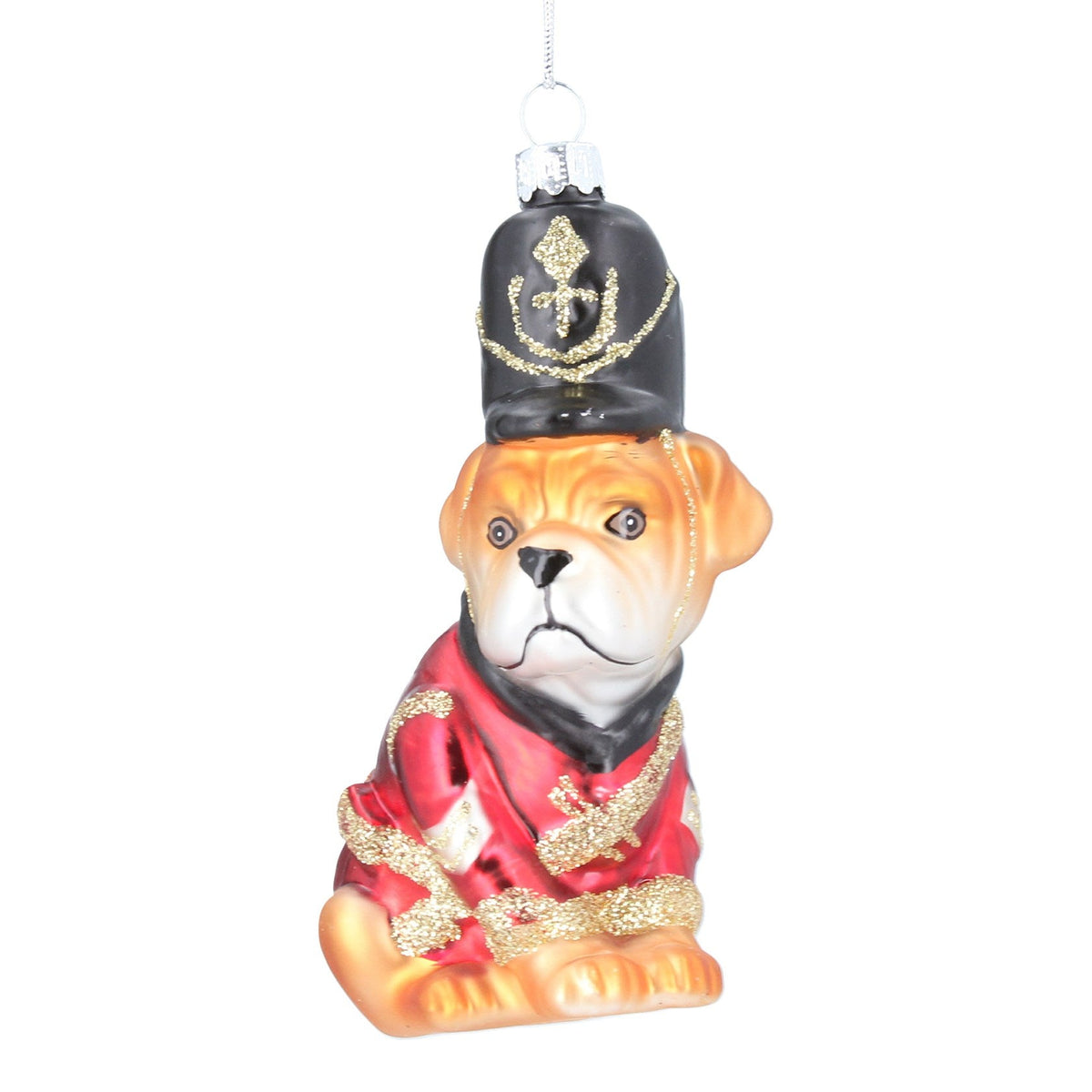 Glass Bulldog Soldier Christmas Hanging Decoration