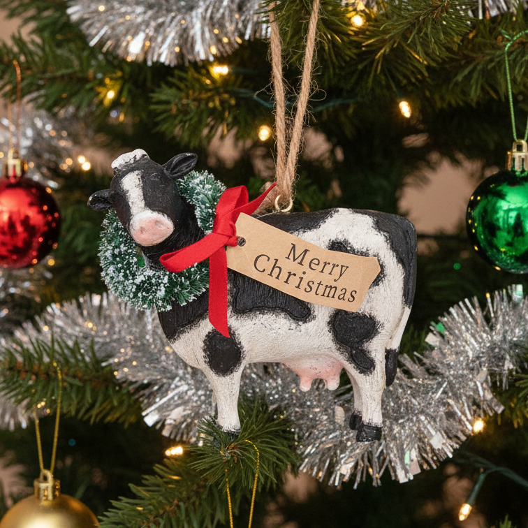 Resin Christmas Farm Animals Hanging Tree Decorations
