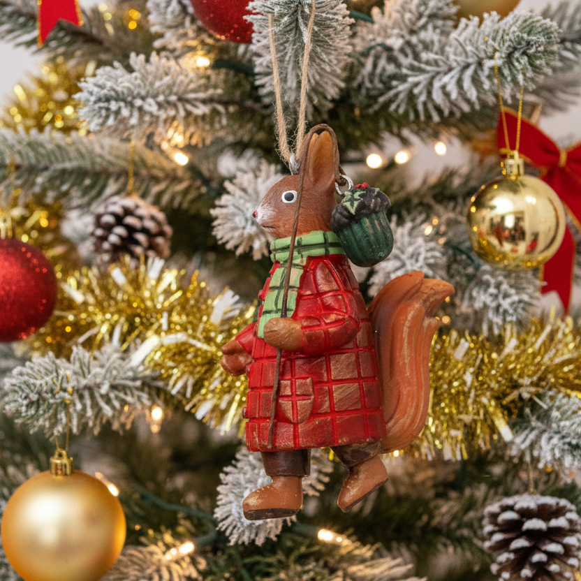 Mr and Mrs Squirrel Christmas Hanging Decoration