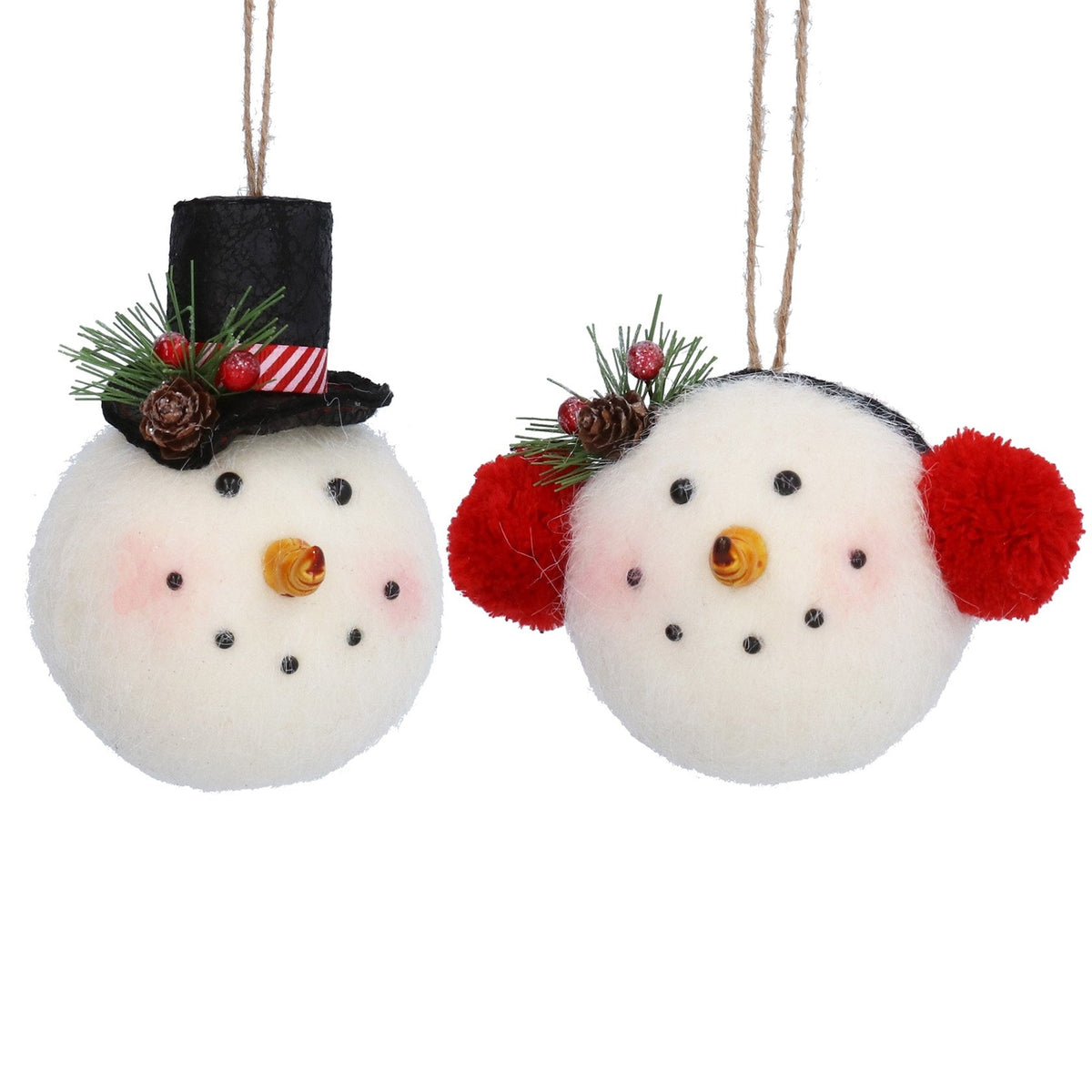 Pom Pom Snowman Head Hanging Christmas Decoration