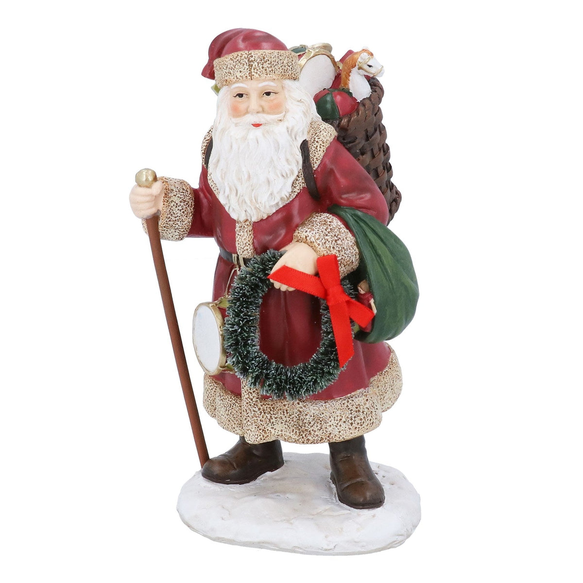 Santa Christmas Ornament with Wreath and Sack