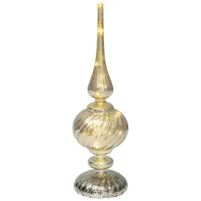 Silver Glass Finial Micro LED Christmas Table Decoration