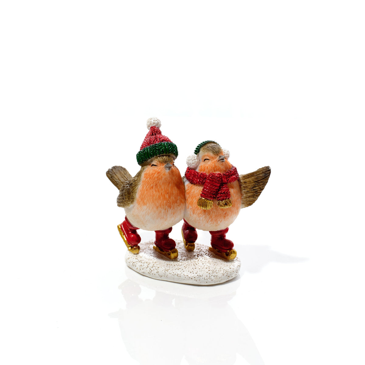 Resin Skating Robins Christmas Ornament