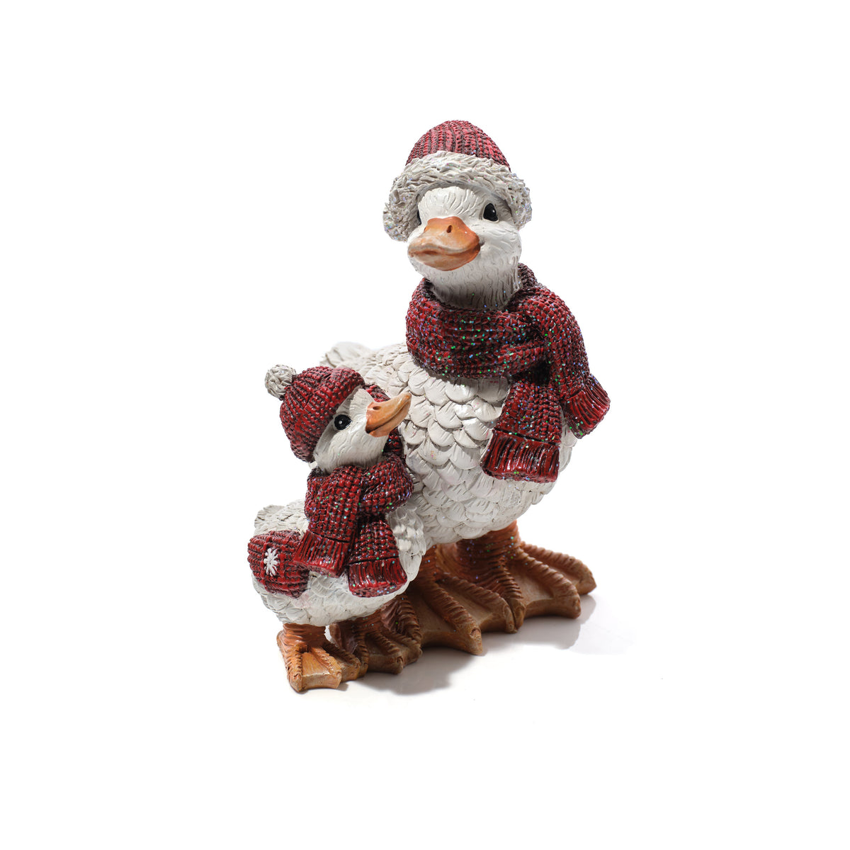 Christmas Mother and Baby Duck Resin Ornament