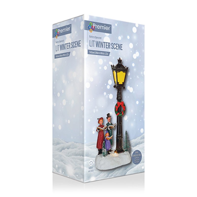 Christmas Choir Lamp Post Scene Lit Decoration