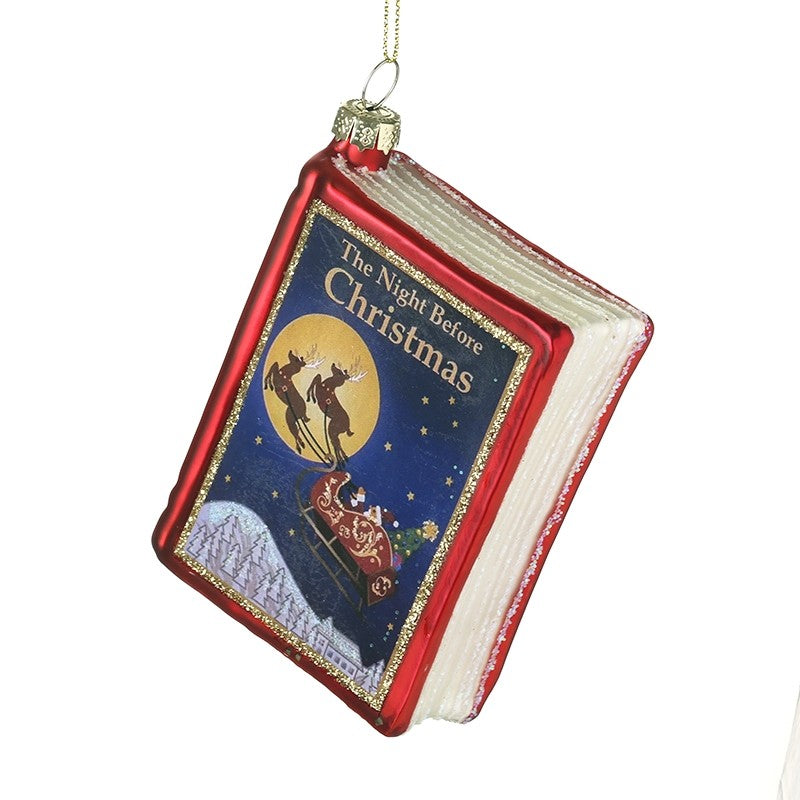 The Night Before Christmas Glass Book Hanging Decoration