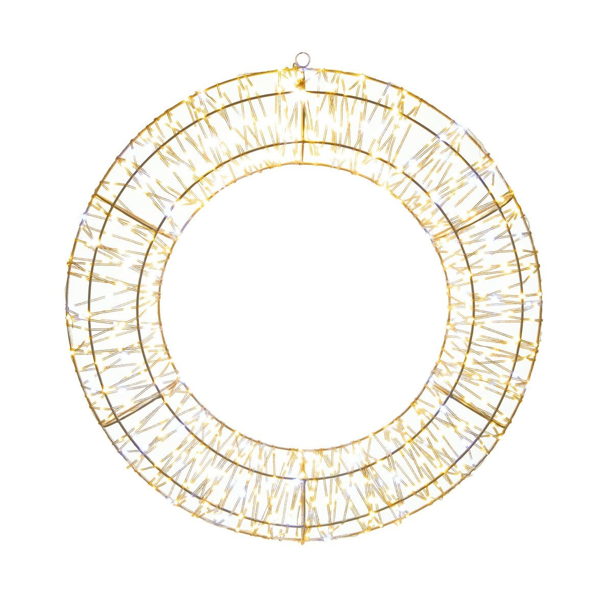 60cm Twinkling White and Warm White Metal Christmas Wreath with 720 LEDs