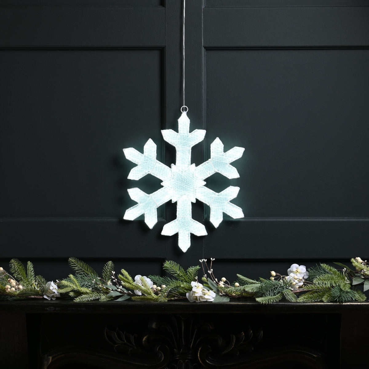 38cm Neon Flex Shimmer Glow Christmas Snowflake with 410 Warm White LEDs