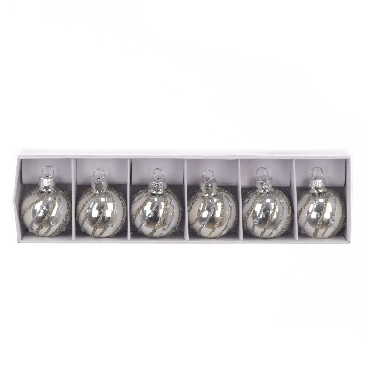 Silver Glass Christmas Bauble Place Card Holders