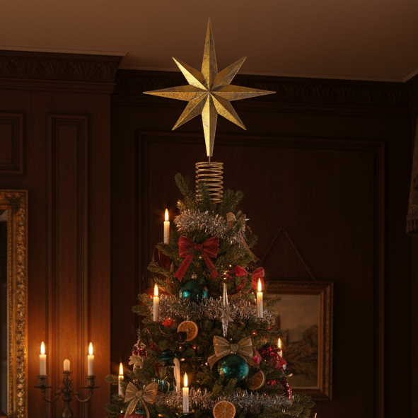 Metallic Gold Bethlehem Star Christmas Tree Topper