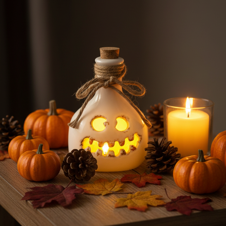 Halloween LED Lit Pottery Bottles