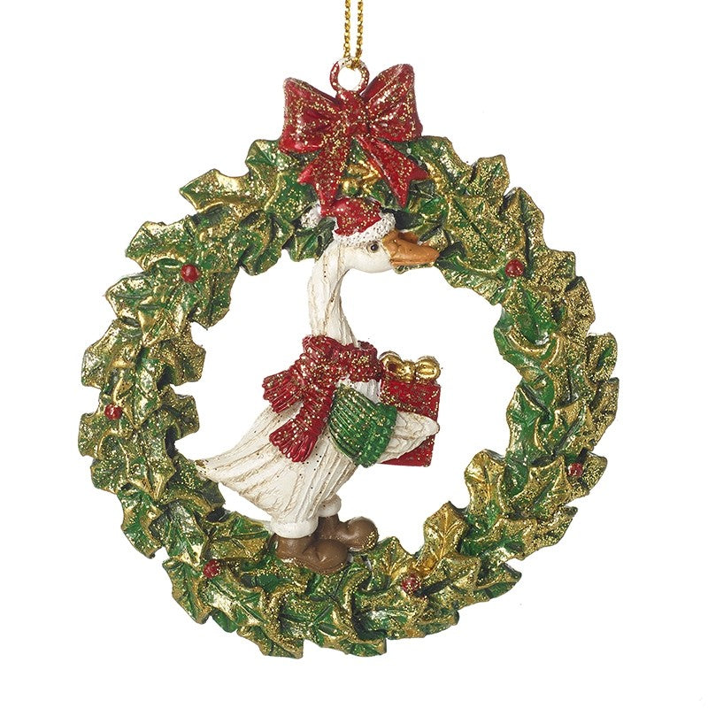 Duck in Wreath Christmas Hanging Decoration