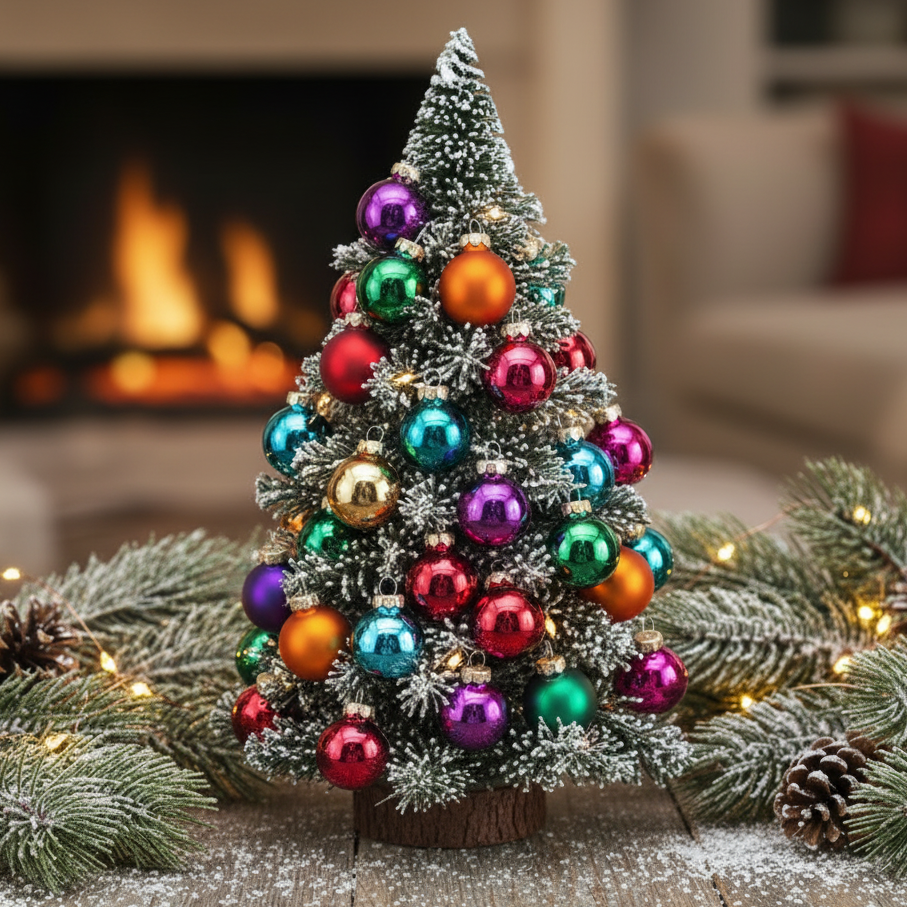 Set of 25 Multicolour Mini Glass Christmas Baubles