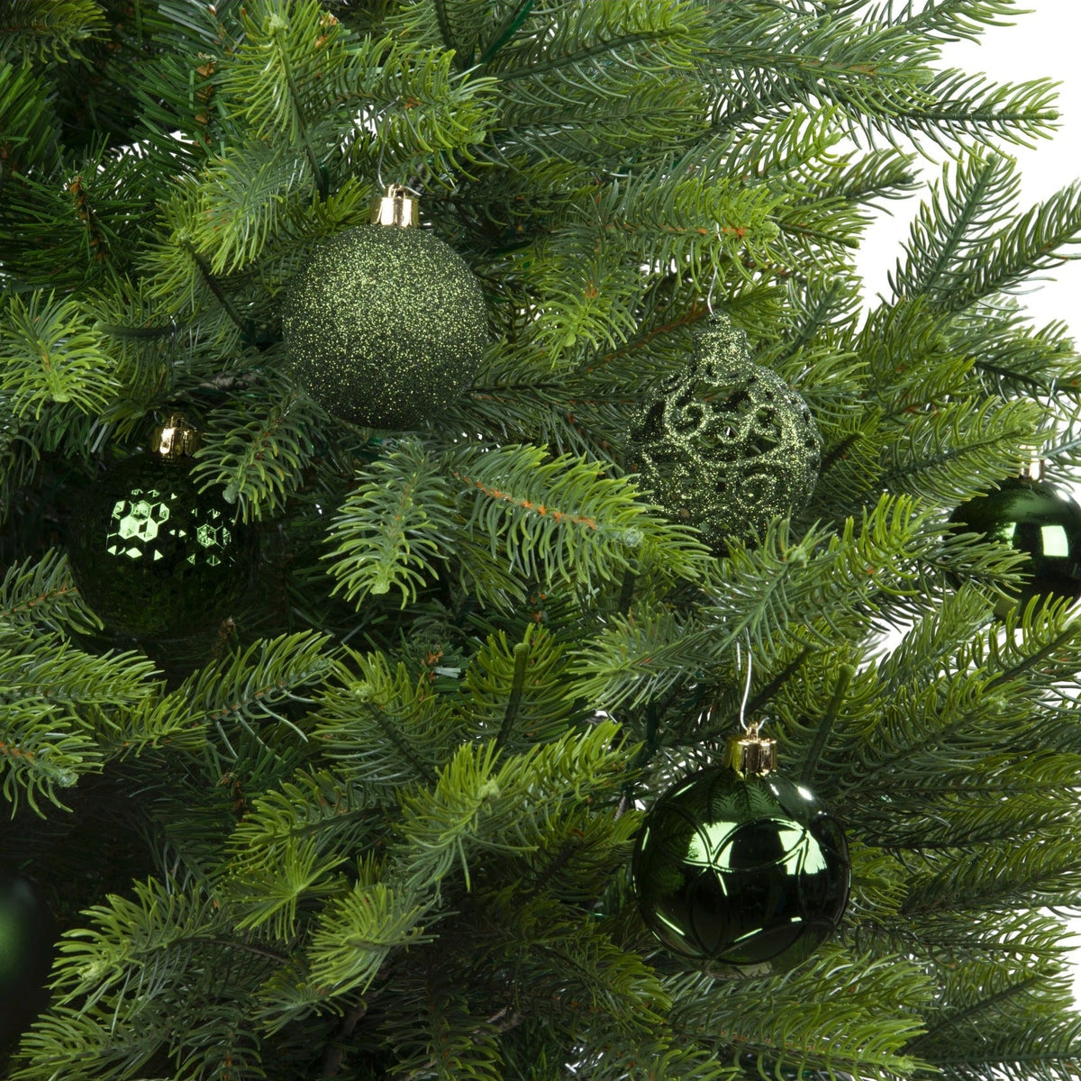 Set of 37 Mixed Pine Green 6cm Christmas Baubles