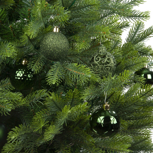 Set of 37 Mixed Pine Green 6cm Christmas Baubles