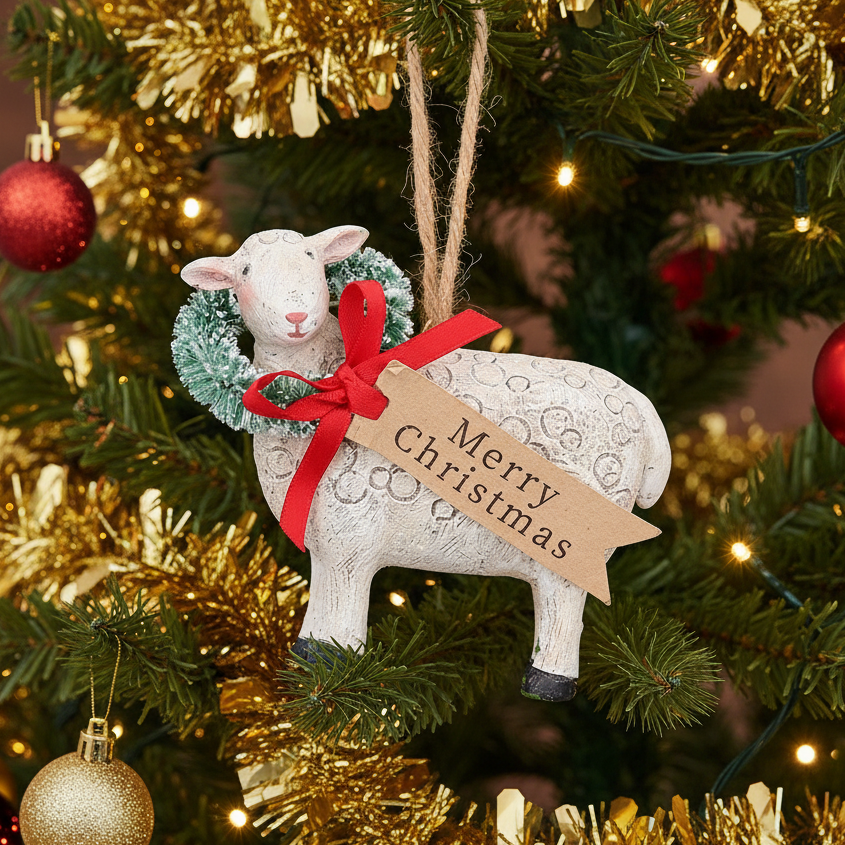 Resin Christmas Farm Animals Hanging Tree Decorations
