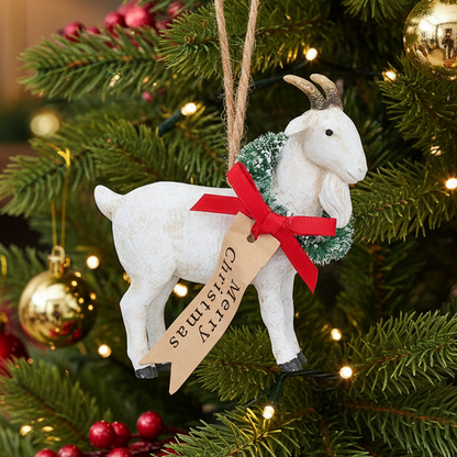 Resin Goose, Goat or Pig Christmas Tree Ornaments