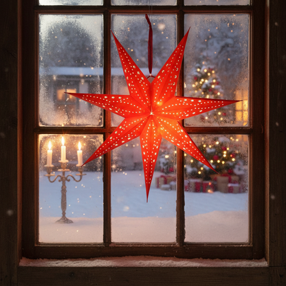 60cm LED Red Paper Stardust Star Christmas Decoration