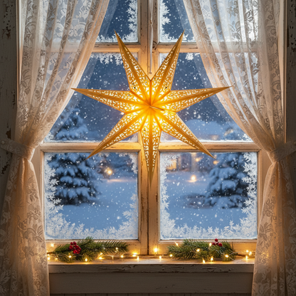60cm LED Gold Paper Shining Star Christmas Decoration