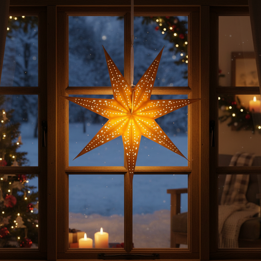 60cm LED Gold Paper Stardust Star Christmas Decoration