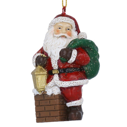 Santa in Chimney Resin Christmas Tree Decoration