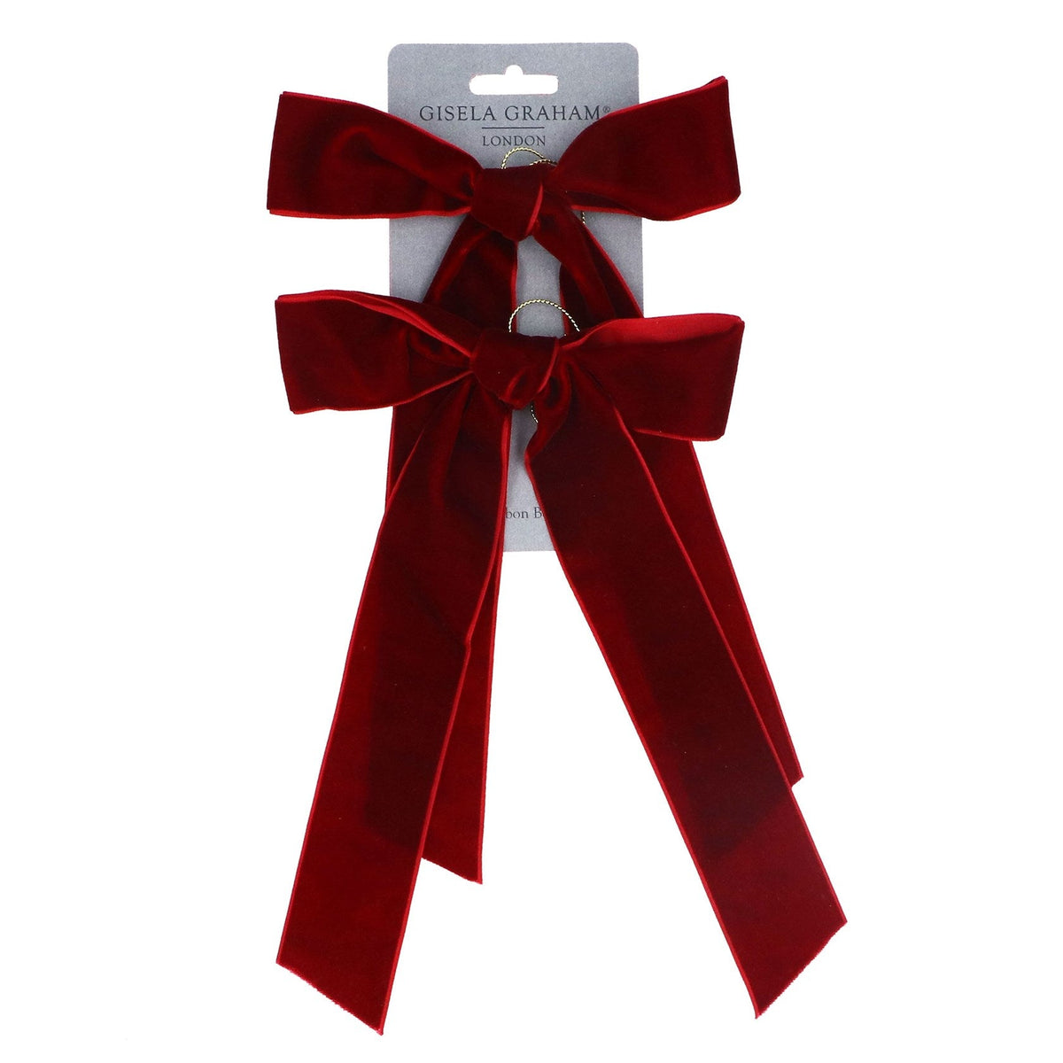 Pack of 2 Deep Red Velvet Christmas Bows