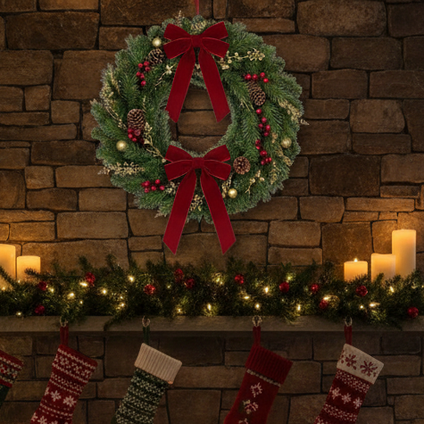 Pack of 2 Deep Red Velvet Christmas Bows