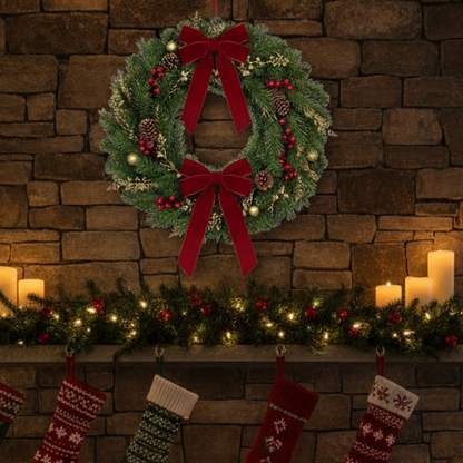 Pack of 2 Deep Red Velvet Christmas Bows