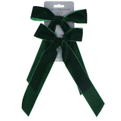 Pack of 2 Dark Green Velvet Christmas Bows