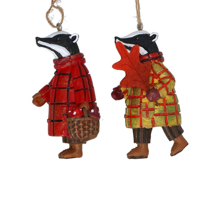 Mr and Mrs Badger Christmas Hanging Decoration