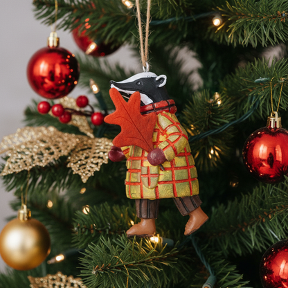 Mr and Mrs Badger Christmas Hanging Decoration