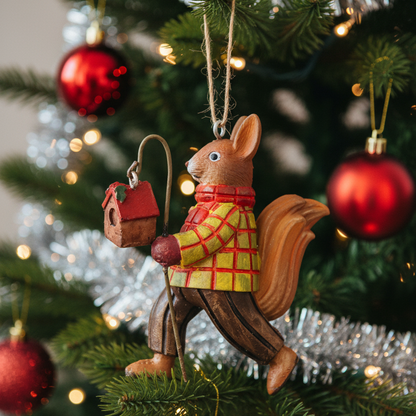 Mr and Mrs Squirrel Christmas Hanging Decoration