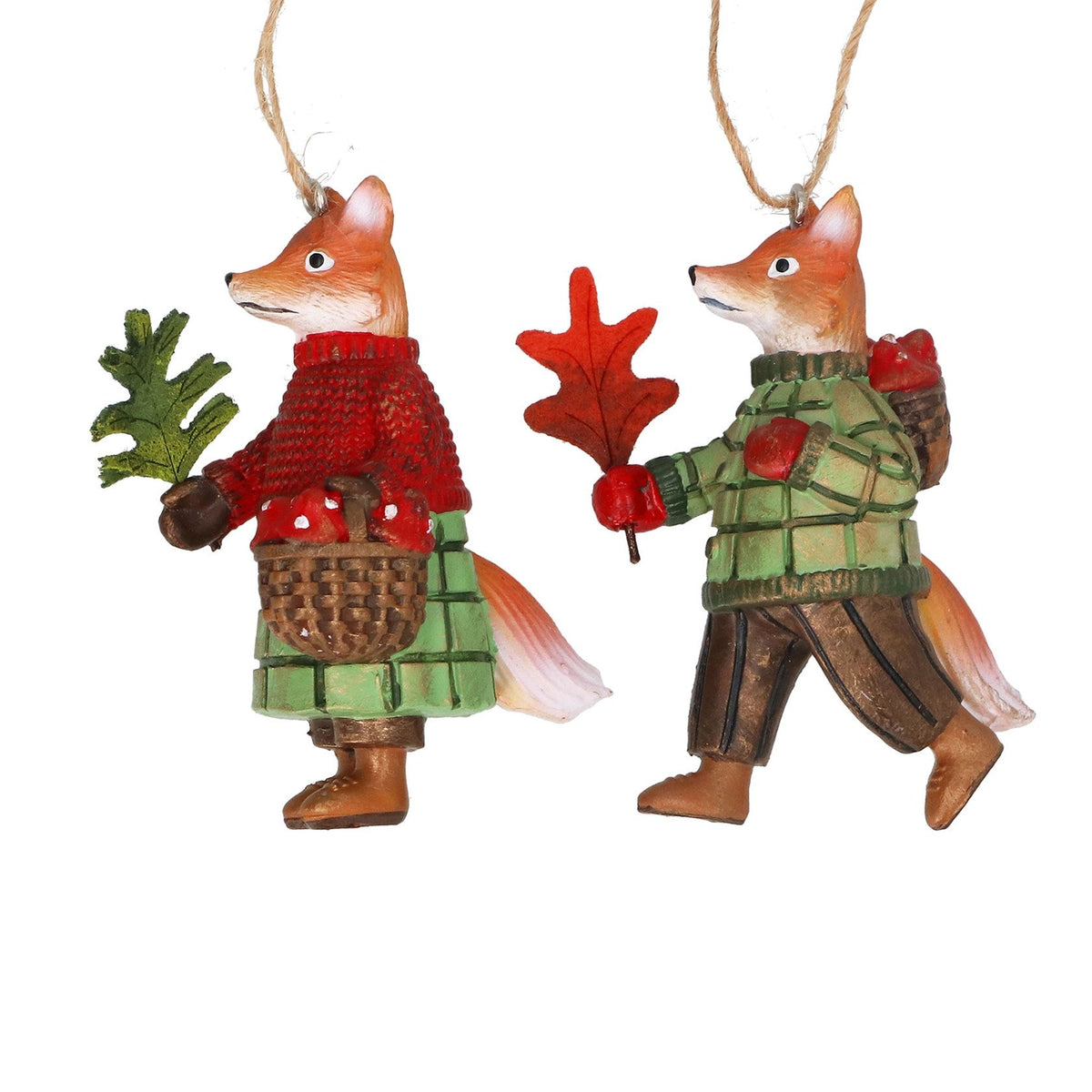 Mr and Mrs Christmas Fox Resin Hanging Christmas Decoration