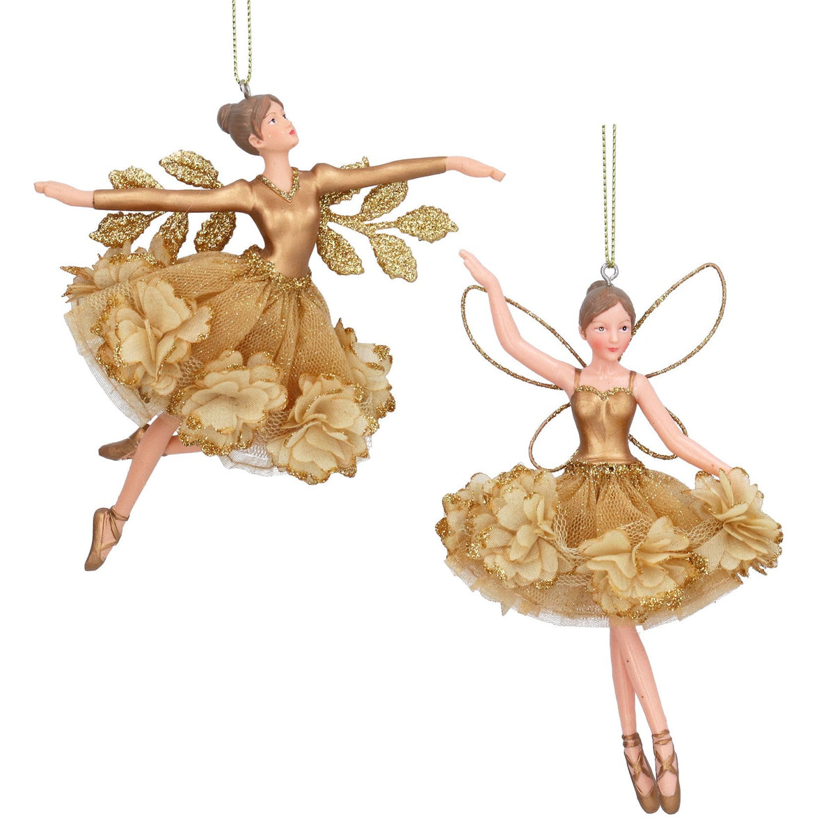 Gold Floral Christmas Fairy Hanging Decoration