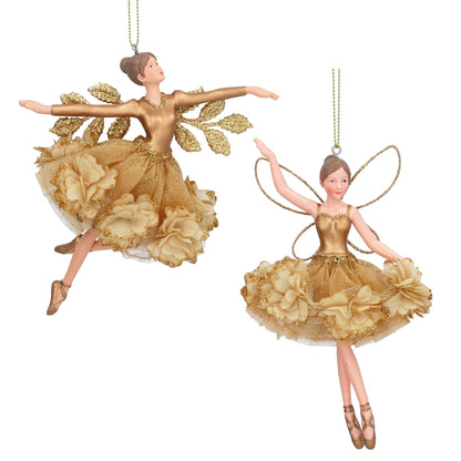 Gold Floral Christmas Fairy Hanging Decoration