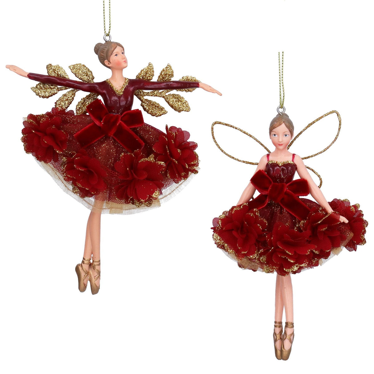 Burgundy Floral Christmas Fairy Hanging Decoration
