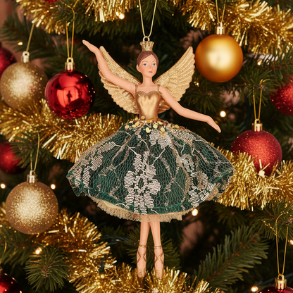 Green and Gold Christmas Fairy Hanging Decoration
