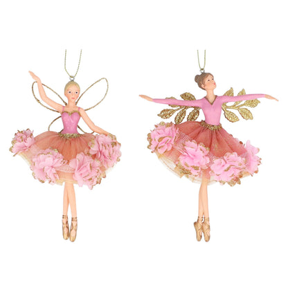 Dusky Pink Floral Christmas Fairy Hanging Decoration