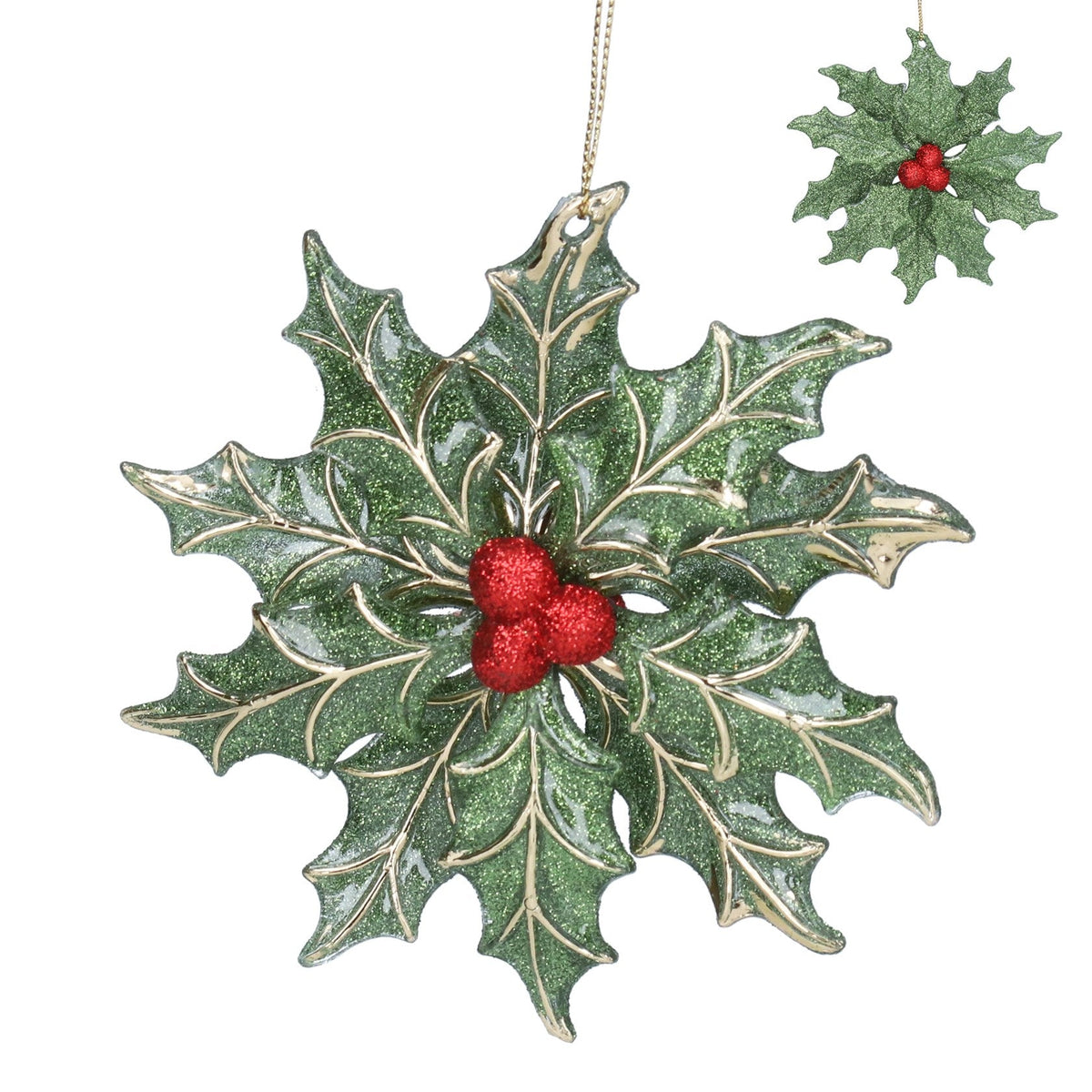 Acrylic Holly Leaves Snowflake Hanging Christmas Decoration