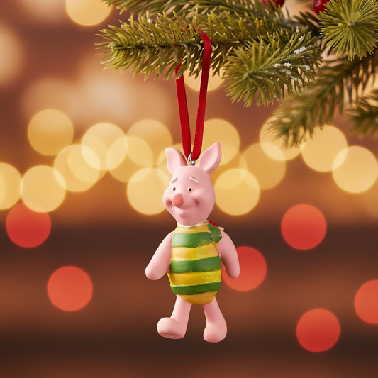 Resin Piglet Christmas Hanging Decoration