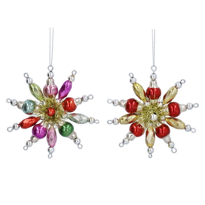 Retro Style Beaded Glass Snowflake