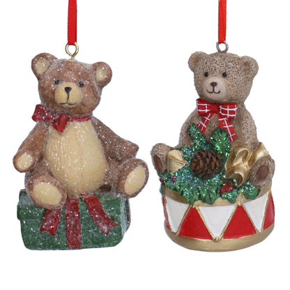 Resin Christmas Teddy Bear Hanging Decoration