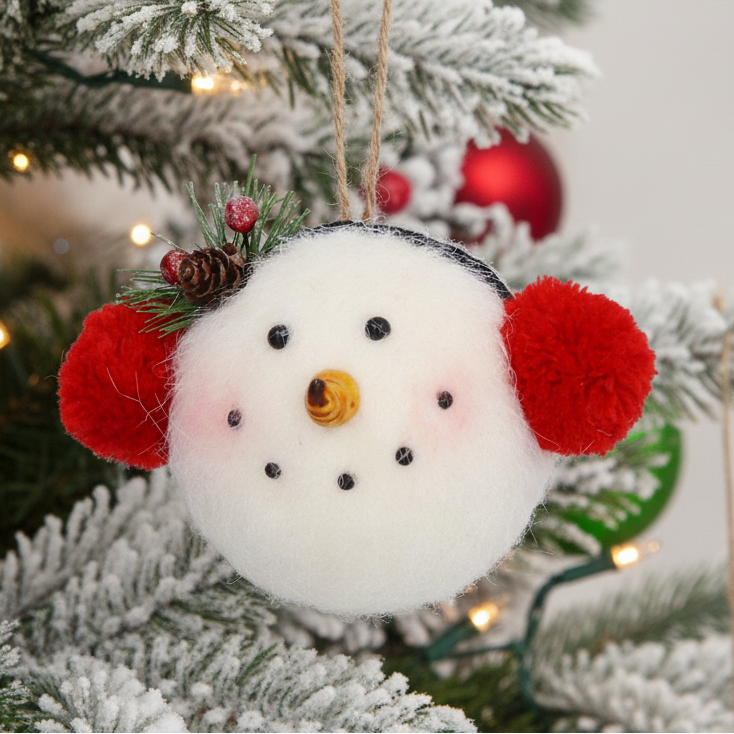 Pom Pom Snowman Head Hanging Christmas Decoration