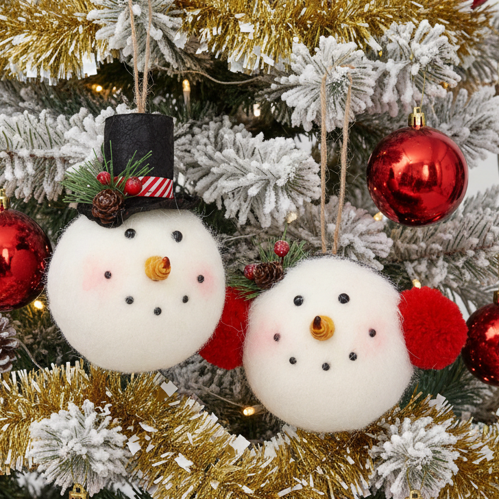 Pom Pom Snowman Head Hanging Christmas Decoration