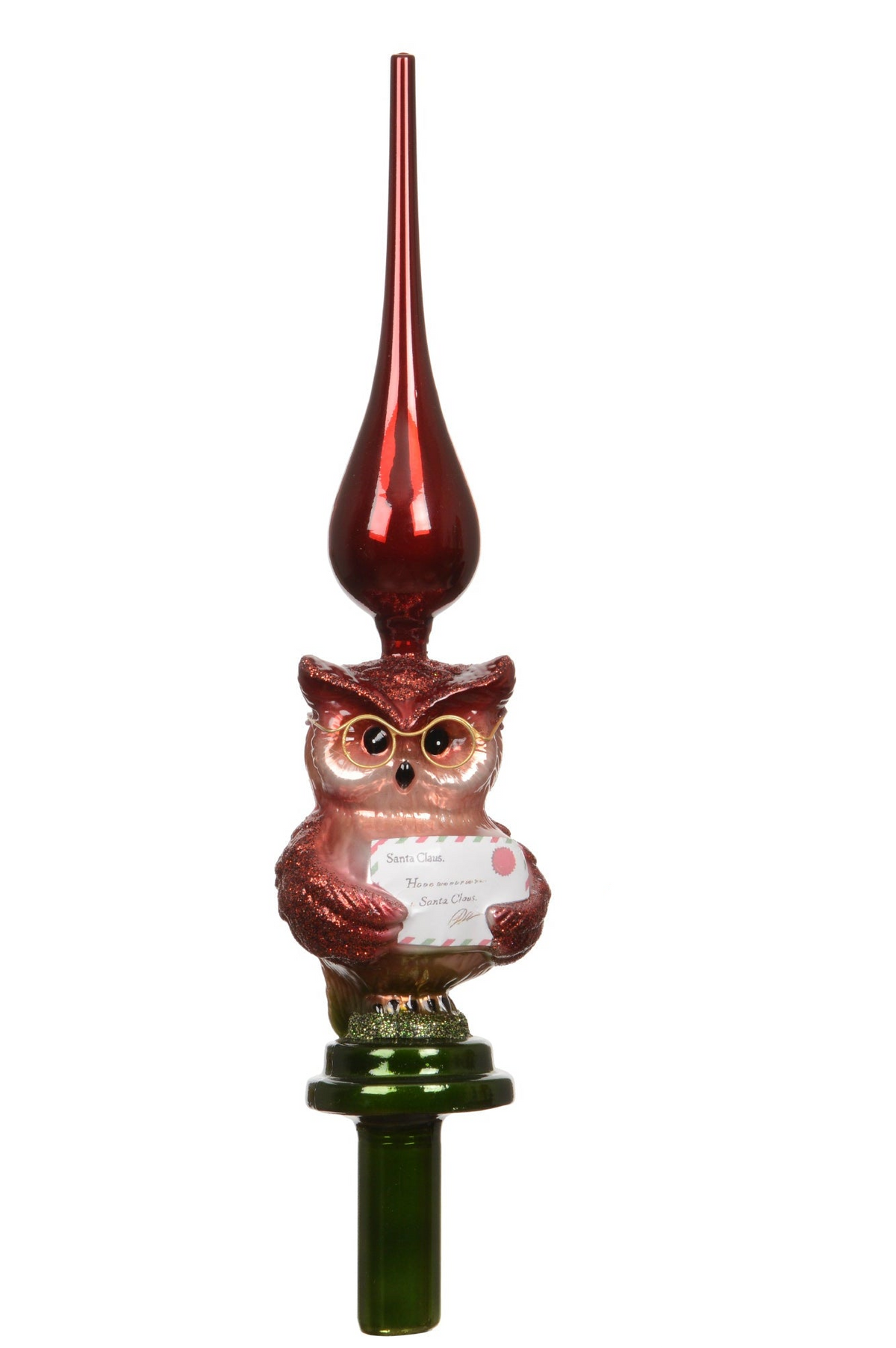 Professor Owl Glass Christmas Tree Topper