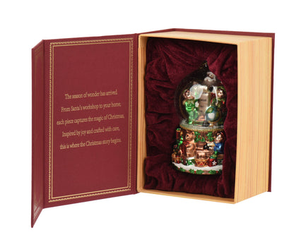 Santa and Children in Snow Globe Design Glass Hanging Decoration