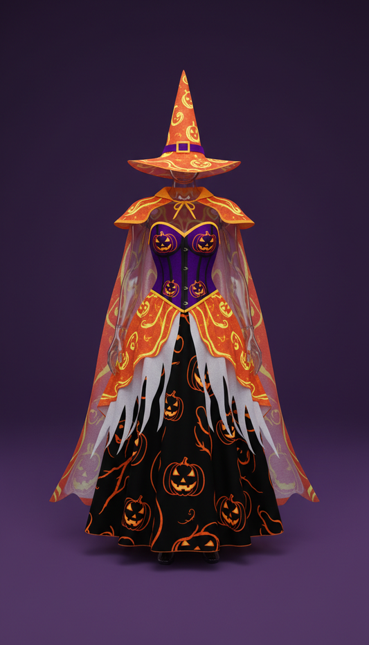 Neon Pumpkin Witch Costume
