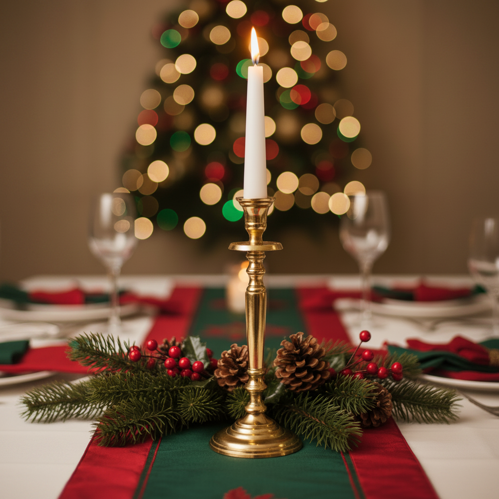 Gold Luxury Christmas Candlestick Holder 27cm