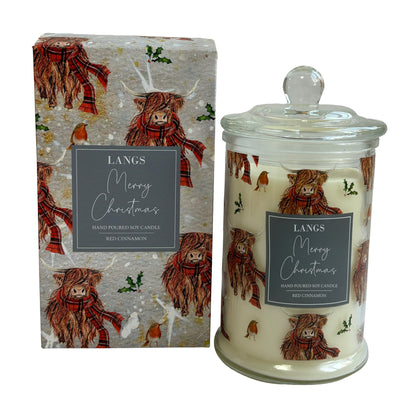 Glass Jar Christmas Cinnamon Scented Soy Candle