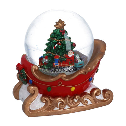 Resin Sleigh Musical Snow Globe with Christmas Tree